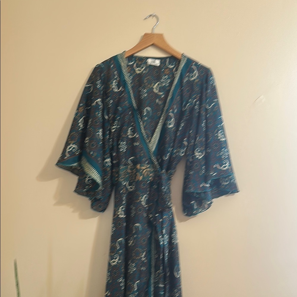 Elegant Teal Wrap Dress